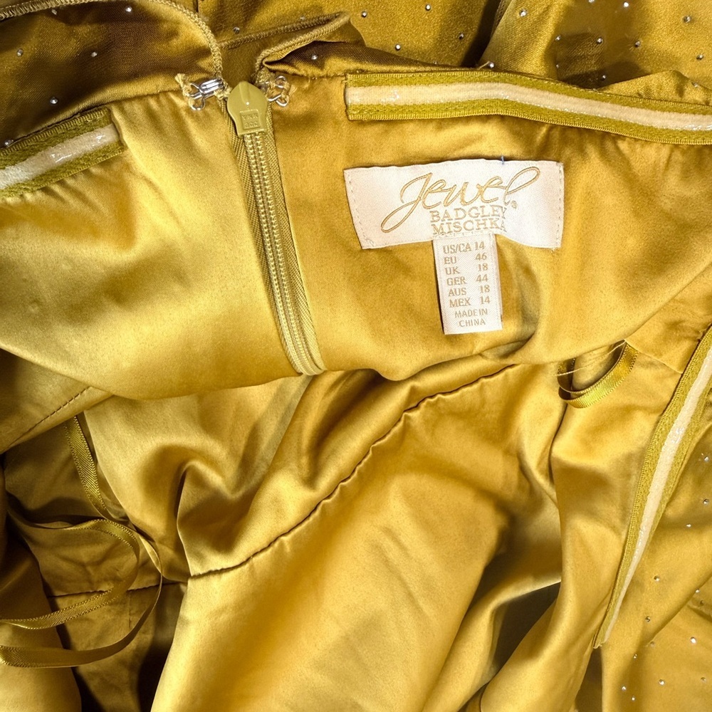 💎 Badgley Mischka Jewel Crystal Satin Halter Mini Dress Size 14 - Picture 6 of 10